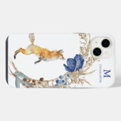 モノグラム かわいい 森のキツネ 水彩 花 名前 iPhoneケース (裏面横)