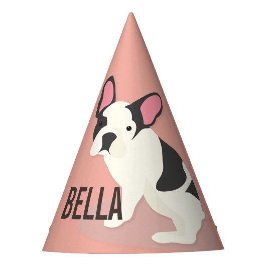モノグラム.かわいフランスのいブルドッグ。 パーティーハット (正面)