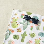 モノグラム|のかわいいサボテンの永続的なパターン ビーチタオル (インサイチュ)