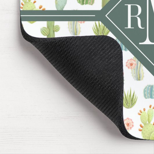 モノグラム|のかわいいサボテンの永続的なパターン マウスパッド (コーナー)