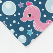 モノグラム|のくらげ及びタツノオトシゴ|の青い紫色 フリースブランケット (角)