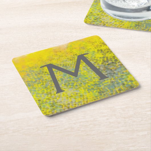 モノグラム|のはちの巣I スクエアペーパーコースター (アングル)