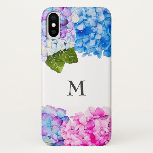 モノグラム|のアジサイの花の水彩画の絵画 Case-Mate iPhoneケース (裏面)