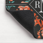 モノグラム|のオレンジの抽象芸術の花柄パターン マウスパッド (コーナー)