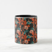 モノグラム|のオレンジの抽象芸術の花柄パターン マグカップ (中央)