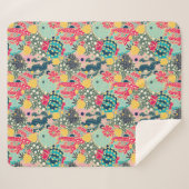 モノグラム|のカラフルな水玉模様のサボテンパターン シェルパブランケット (正面(横))