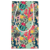 モノグラム|のカラフルな水玉模様のサボテンパターン スモールペーパーバッグ (正面)