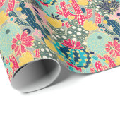 モノグラム|のカラフルな水玉模様のサボテンパターン ラッピングペーパー (ロールコーナー)