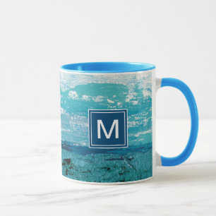 モノグラム のサファイアの青の水彩画 マグカップ