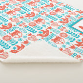 モノグラム|のフィンランドのキツネ及び鳥の民芸パターン シェルパブランケット (3/4)