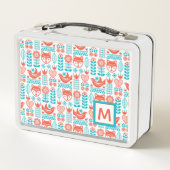 モノグラム|のフィンランドのキツネ及び鳥の民芸パターン メタルランチボックス (裏面)