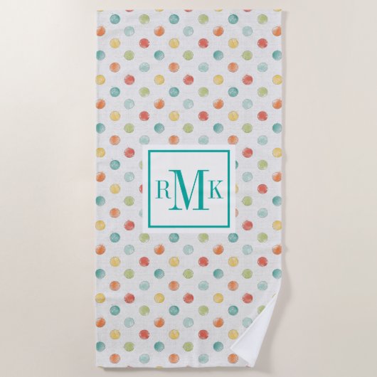 モノグラム|の思慮深い蝶ステップ ビーチタオル (正面)