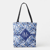 モノグラム|の手塗りの水彩画インクパターン トートバッグ (裏面)