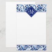 モノグラム|の手塗りの水彩画インクパターン 便箋 (正面/裏面)