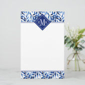 モノグラム|の手塗りの水彩画インクパターン 便箋 (スタンド正面)