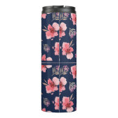 モノグラム|の暗いピンクの水彩画パターン タンブラー (裏面)