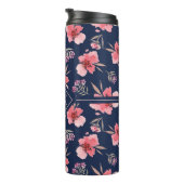 モノグラム|の暗いピンクの水彩画パターン タンブラー (回転右)