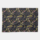 モノグラム|の暗い夏の夜のサボテンパターン キッチンタオル (横)