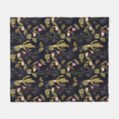 モノグラム|の暗い夏の夜のサボテンパターン フリースブランケット (正面(横))