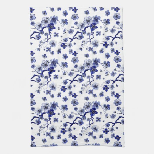 モノグラム|の東洋の桜の枝パターン キッチンタオル (縦)