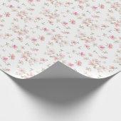 モノグラム|の柔らかいピンクの水彩画の花模様 ラッピングペーパー (角)