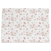 モノグラム|の柔らかいピンクの水彩画の花模様 ラージペーパーバッグ (正面)