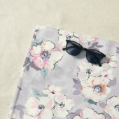 モノグラム|の柔らかいピンクの水彩画パターン ビーチタオル (インサイチュ)