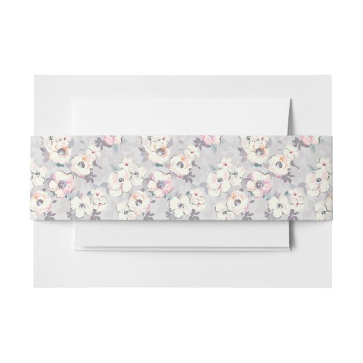 モノグラム|の柔らかいピンクの水彩画パターン 招待状ベリーバンド (正面例)