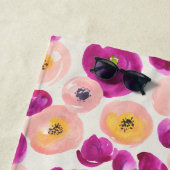 モノグラム|の水彩画の植物のパターン ビーチタオル (インサイチュ)