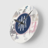 モノグラム|の白は収穫します ラウンド壁時計 (傾斜)