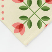 モノグラム|の花のピンク及び緑のキルトの民芸 フリースブランケット (角)