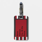 モノグラム|の赤、白黒のストライプ ラゲッジタグ (裏面縦)