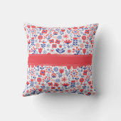 モノグラム|の青い及び珊瑚の花パターン クッション (裏面)