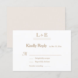 モノグラム アイボリー ホワイト ゴールド アンパサンド 結婚式 出席返信 招待状