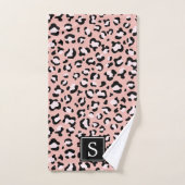 モノグラム – アニマルプリント、マダラヒョウ – ピンク バスタオルセット (ハンドタオル)