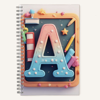 ✏️ モノグラム アルファベット文字 新学期 カラフルデザイン ✏ ノートブック