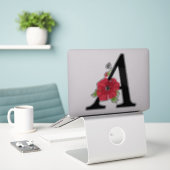 モノグラム、アルファベット、文字A、フローラモノグラム、flo シール (デスク上のノートパソコン)