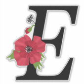 モノグラム、アルファベット、文字E、フローラ・モノグラム シール (正面)