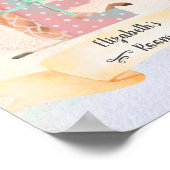 モノグラム アルファベット E 赤ちゃんキリン 女の子 寝室 ポスター (角)