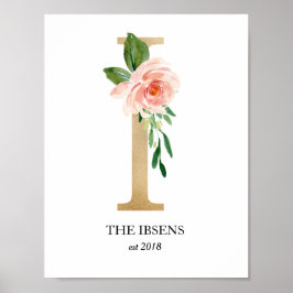 モノグラム アート プリント、イニシャル I、ウェディング、ベビー ポスター