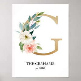 モノグラム アート プリント, 文字 G, 結婚式, ベビー・ルーム ポスター