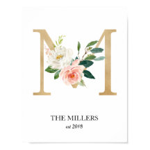 モノグラム アート プリント、文字 M、結婚式、ベビー・ルーム