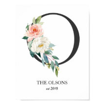 モノグラム アート プリント、文字 O、ウェディング、ベビーシャワー