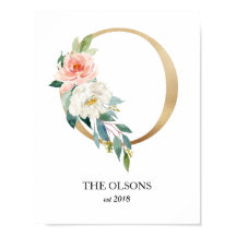 モノグラム アート プリント、文字 O、ウェディング、ベビー