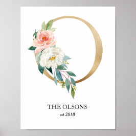 モノグラム アート プリント、文字 O、ウェディング、ベビー ポスター