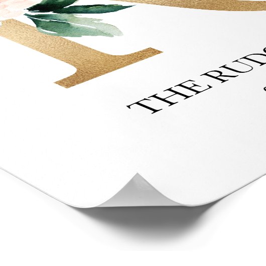 モノグラム アート プリント、文字 R、ウェディング、ベビーシャワー ポスター (角)