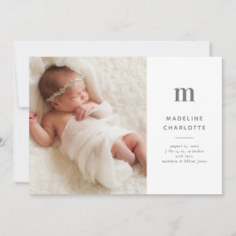 モノグラム・イニシャル・ガールズ・フォト・バース・アナウンス 招待状