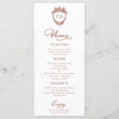 モノグラム ウェディング メニュー カード ローズゴールド スクリプト (正面)