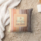 モノグラム ウォーターカラー イエロー オレンジ ブラウンのストライプ クッション (ブランケット)