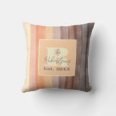 モノグラム ウォーターカラー イエロー オレンジ ブラウンのストライプ クッション (裏面)